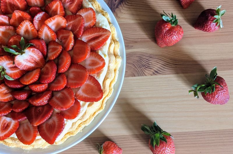 Erdbeerkuchen mit Vanillepudding